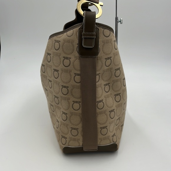 Authentic Salvatore Ferragamo Brown Canvas Shoulder Bag - Picture 6 of 17